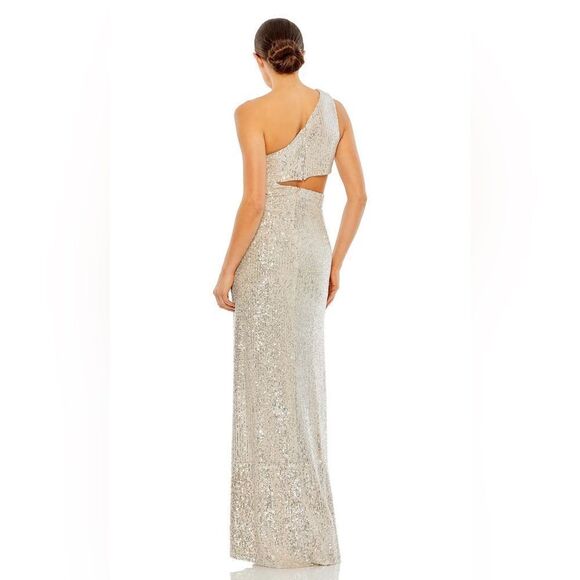 Mac Duggal sequin one shoulder dress style 26973 NWT nude size 4 - Picture 3 of 12
